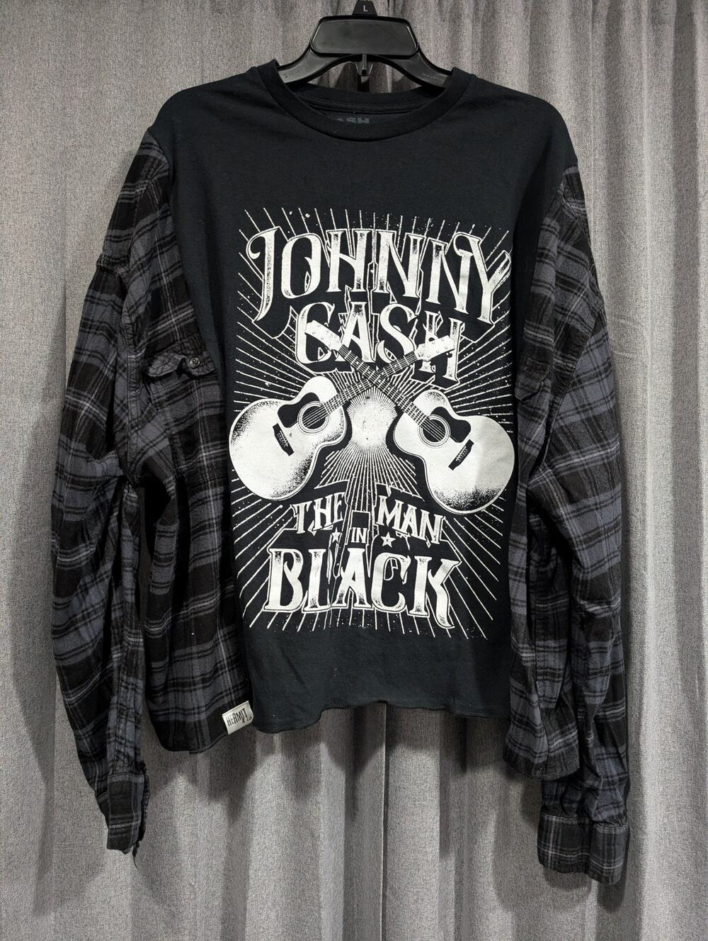 Upcycled Flannel Mash Up Top - Johnny Cash